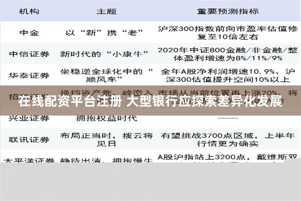 在线配资平台注册 大型银行应探索差异化发展